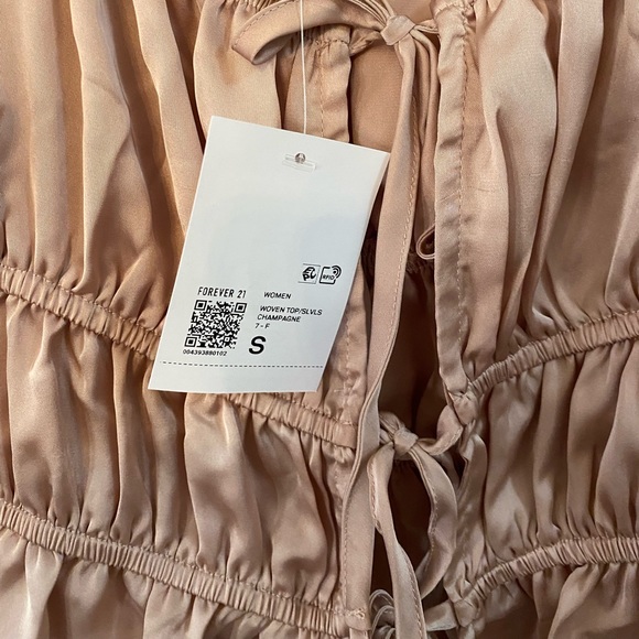 Champagne Silk drawstring Blouse - Picture 4 of 4